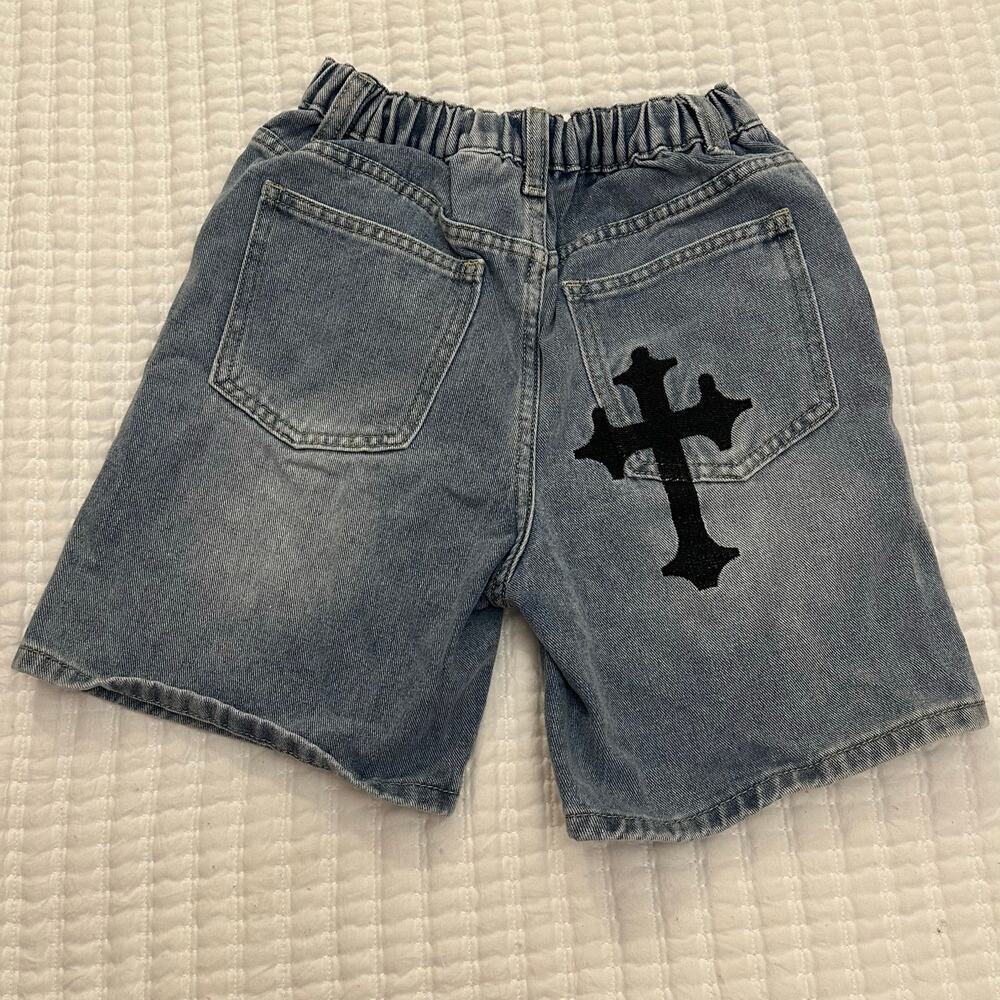 Girl's Jorts Black Cross sz 11 Denim Jorts Jean Shorts Oversized - Picture 4 of 6